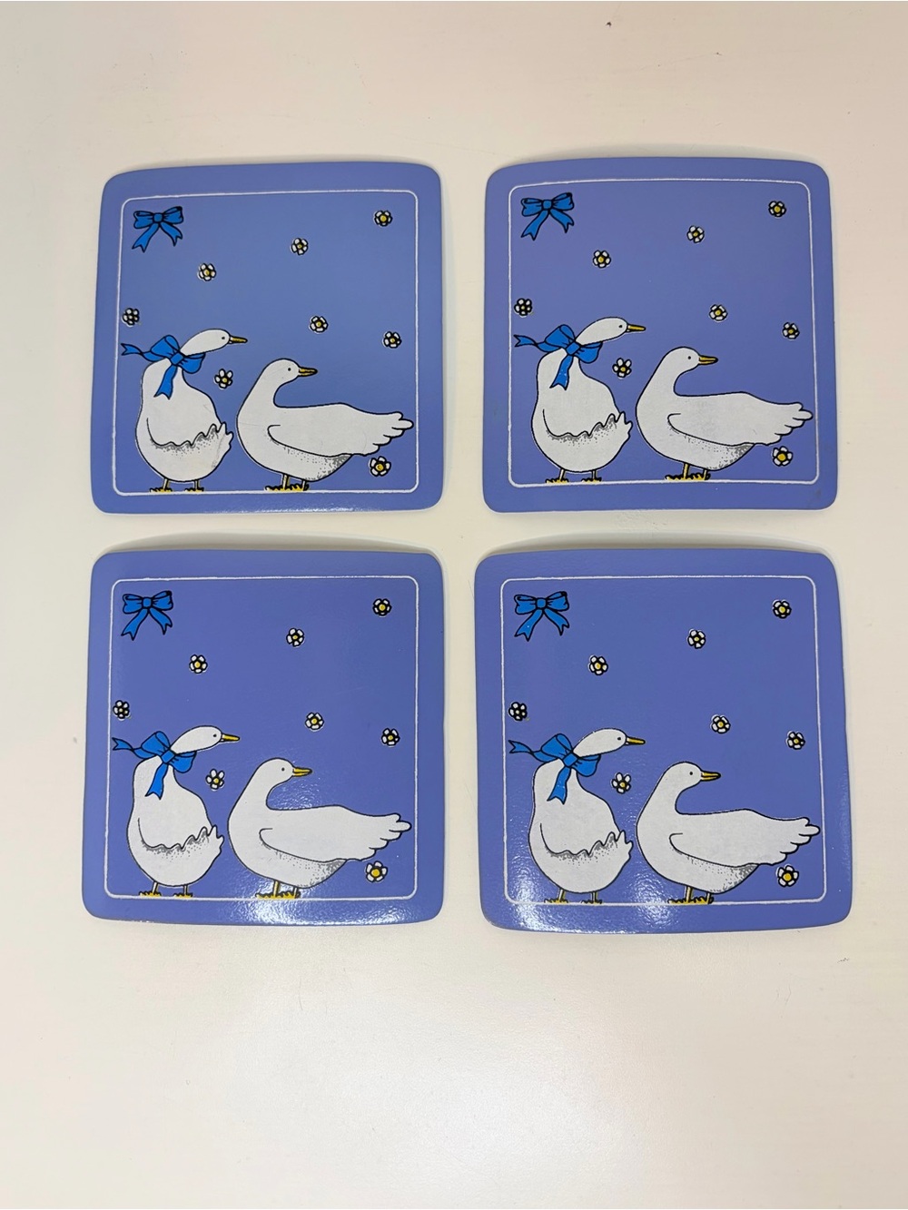 Country Geese Vintage 80s coasters set of 4